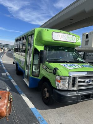 Photo of Park SFO - San Francisco, CA, US. Green bus