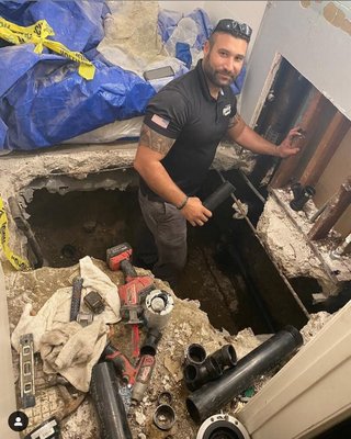 Photo of Bayshore Plumbers - Redwood City, CA, US. Worked on repairing a collapsed drain under slab concrete, finished up the job by redoing the drain system in the bathroom