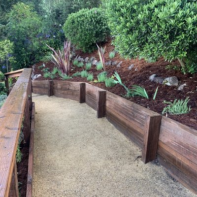 Photo of Mckay Irrigation Systems - Berkeley, CA, US. New Rewood Handrails, Retaining Walls & Decomposed Granite Pathway, Claremont Hills Berkeley California