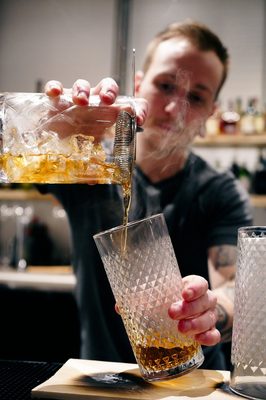 Photo of Block Kitchen + Bar - Victoria, BC, CA. Alex making a double happyness