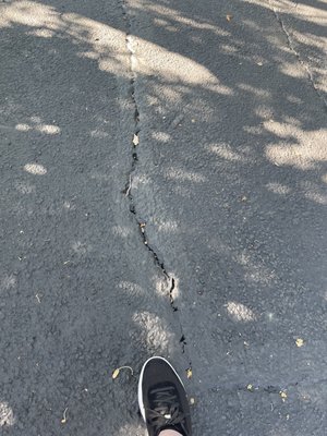 Photo of CDM Asphalt - Concord , CA, US. Example of a "filled crack and heavy slurry."