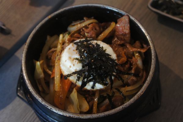 Photo of Midam Cafe - Vancouver, BC, CA. BBQ pork bulgogi stone pot bibimbap ($16.00)