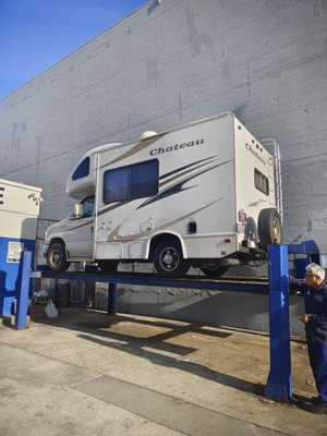 Photo of Golden Auto Muffler & Brake Service - Daly City, CA, US. Has a lift for RVs, hard to find!