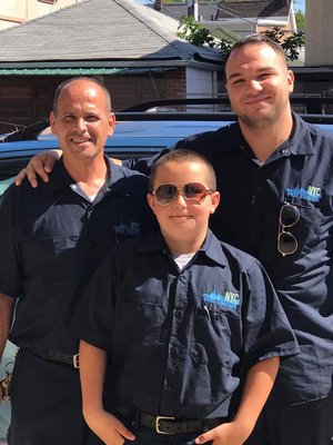 Photo of NYC Pest Control - Brooklyn, NY, US. Owner Billy Swan (left) with his son Patrick (center) and technician Nick Sutera (right).