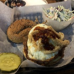 Photo of City Tavern - Columbus, OH, United States. Farmhouse Pulled Pork Sandwich with slaw