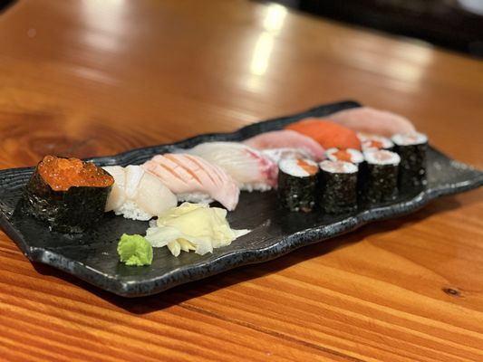 Photo of Joon's Kitchen - Vancouver, BC, CA. Deluxe Assorted Sushi 7pc with Half Salmon Half Tuna