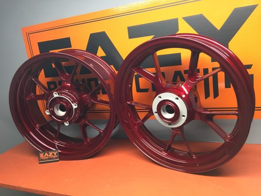 Photo of Eazy Powder Coating - Staten Island, NY, US. Sport Bike Wheels Coated in Illusion Cherry