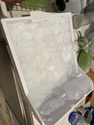 Photo of Payless Appliance - Hayward, CA, US. Water leaking into ice tray making a giant block of ice instead of just cubes