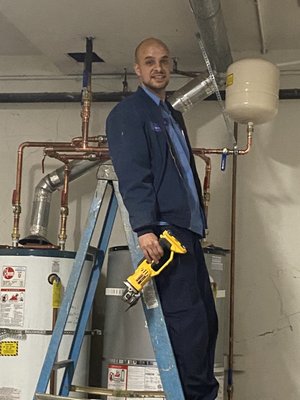 Photo of George Salet Plumbing - Brisbane, CA, US. David just getting done on an expansion tank