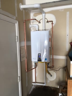 Photo of Pureflo Water Systems - Brentwood, CA, US. 50 gallon water heater replaced with Navien 240a tankless with recirculating pump.