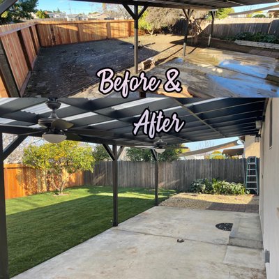 Photo of LB Construction & Remodeling - San Leandro, CA, US. Before and after in a backyard remodel in San Leandro