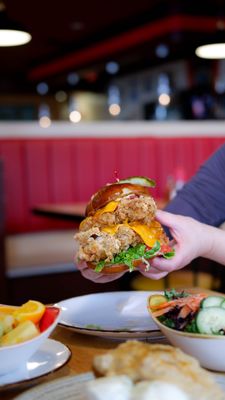 Photo of Deacon's Corner - Vancouver, BC, CA. Chicken Giant Burger ($19.75)