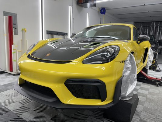 Photo of Werkshop - Burlingame , CA, US. GT4 RS came in for Paint protection film and windshield protection film installed.