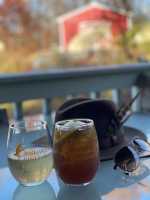 Photo of Bashakill Vineyards - Wurtsboro, NY, US. Chardonnay and iced tea