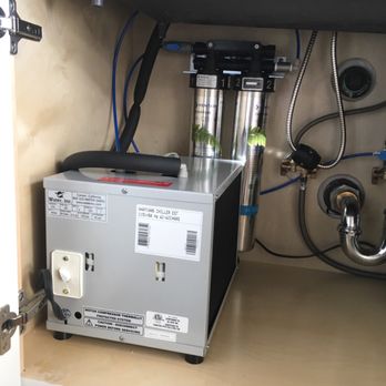 Beautifully installed under-counter water chiller and filtration system