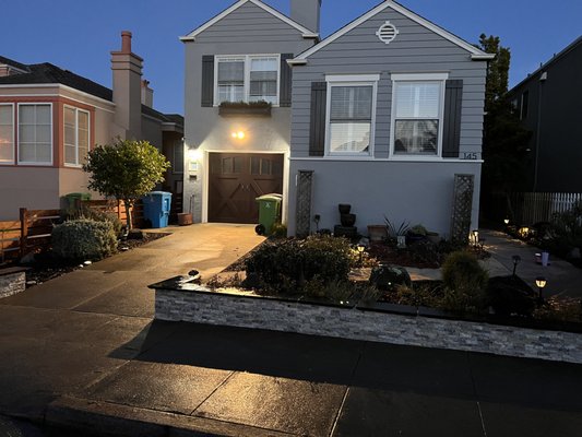 Photo of Vigorous Landscaping - Daly City, CA, US. Stacked stone veneer on retaining wall in front