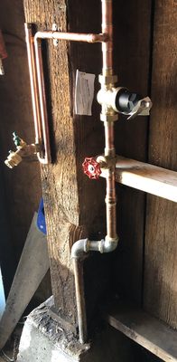 Photo of Bay Area Plumbing - San Francisco, CA, US. Replacing a broken main water shut off valve and installing pressure reducing valve with the hose bib.