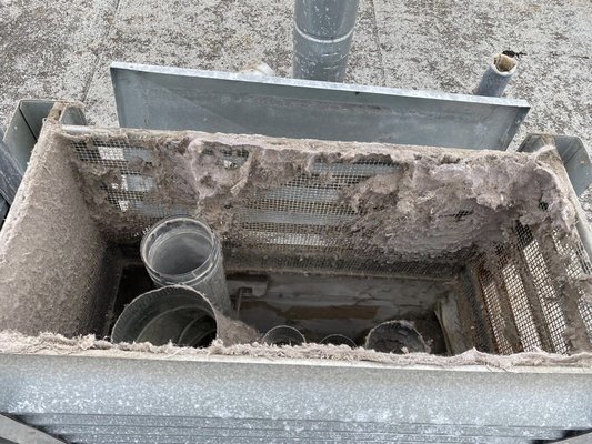 Photo of Cal Duct Cleaning - Campbell, CA, US. Before cleaning. Commercial dryer vent cleaning