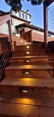 Photo of J&B Fence Company - Pacheco, CA, US. Lighted redwood stairs