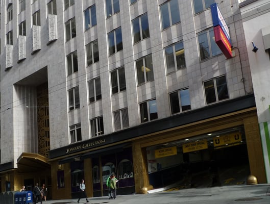 Photo of 450 Sutter Garage - San Francisco, CA, US. View of 450 Sutter Garage across Sutter Street.