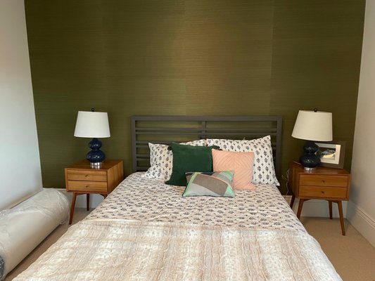 Photo of Serena & Lily Berkeley Outlet - Berkeley, CA, US. Two recent wallpaper finds! The bedding is also from S&L.