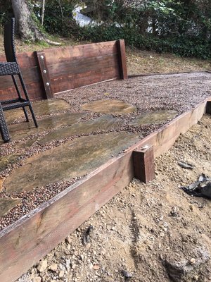 Photo of Yardwork Landscaping - Mill Valley, CA, US. After the flagstones are laid and river rocks spread