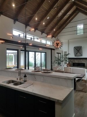 Photo of MEL Electric - Napa, CA, US. 4500 sqft new construction custom home great room view from kitchen