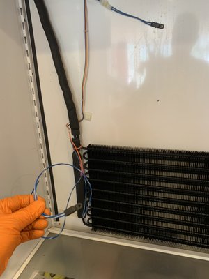 Photo of A Plus Appliance Repair - San Francisco, CA, US. Replacing evaporator thermistor in Sub-Zero refrigerator