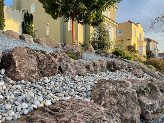 Photo of Tamate Landscaping - San Francisco, CA, US. Boulder wall make-over in St. Francis Woods, San Francisco.