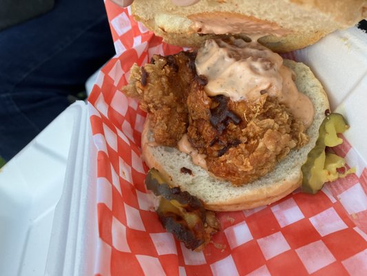 Photo of Nashville Hot Chicken - New Westminster, BC, CA. a close up of a sandwich