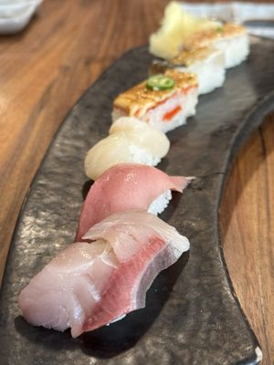 Photo of Minami - Vancouver, BC, CA. Aburi Oshi Trio and Classic Nigiri