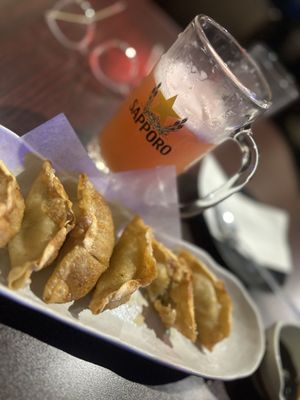 Photo of Park's Kitchen - Victoria, BC, CA. Pork gyoza and snow beer