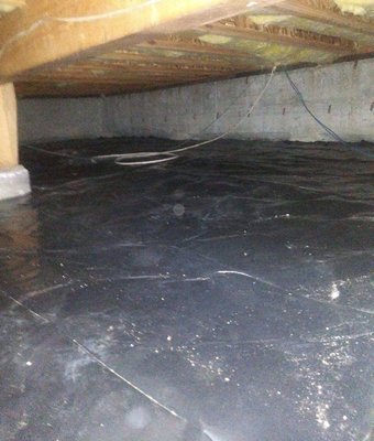 Photo of Crawlspace Clean - Danville, CA, US. Vapor Barriers protect the home from damp or wet soil.