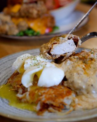 Photo of Deacon's Corner - Vancouver, BC, CA. Chicken & Biscuits w/ Gravy ($16)