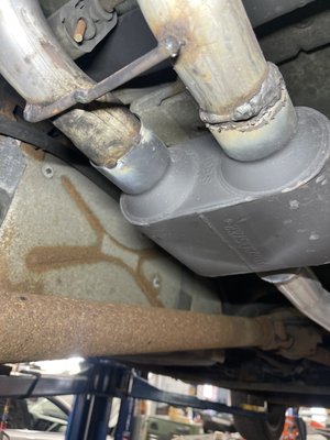 Photo of Golden Auto Muffler & Brake Service - Daly City, CA, US. The left side is only spot welded. The right side as u can see cracked