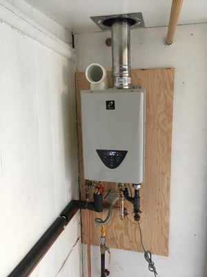 Photo of Pipeline Plumbing - San Francisco , CA, US. Saving space with a tankless installation