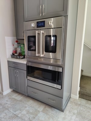 Photo of Natomas Appliance - Sacramento, CA, US. Commercial Bluestar oven installation. With cabinet modifications to accommodate the new appliances.