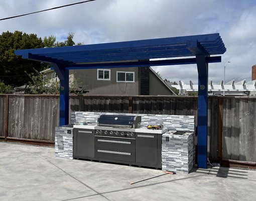 Photo of RB landscaping - Redwood City, CA, US. Custom Outdoor kitchen with pergola