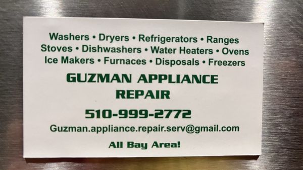 Photo of Guzman Appliance Repair Service - Hayward, CA, US. We repair all types of appliances.