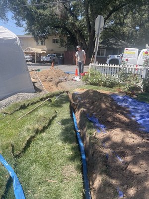 Photo of Small Jobs Plumbing, Inc. - Petaluma, CA, US. Water service line to a house built in the 1920's. Small Jobs Plumbing passes inspection. Sonoma California