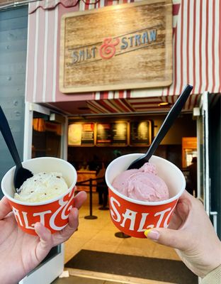 Photo of Salt & Straw - San Francisco, CA, US. Jasmine Milk Tea Almond Stracciatella and Strawberry and Coconut Water Sherbet