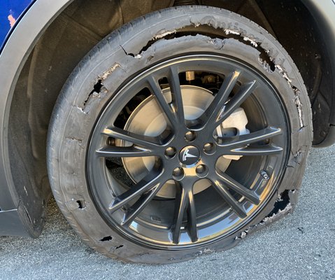 Photo of America's Tire - Millbrae, CA, US. Sidewall blowout