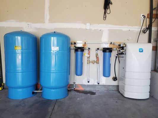 Photo of City Water Filter - San Jose, CA, US. Voltea DIEntry with two 60-gallon storage tanks.  Voltea uses electricity to clean water and make it soft.