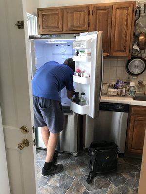 Photo of All State Appliance Repair - San Francisco, CA, US. Serg at work, fixing the Samsung. Finally! A service tech who really knows their stuff.