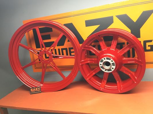 Photo of Eazy Powder Coating - Staten Island, NY, US. Harley Davidson Wheels Coated in Illusion Red