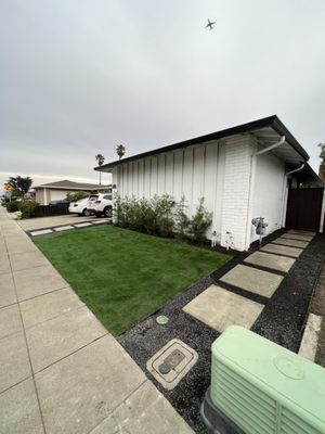 Photo of O.R Landscape & Maintenance - Colma, CA, US. Concrete walk way on the side of the house.  Finally, a path to pull my trash bins in and out with ease!