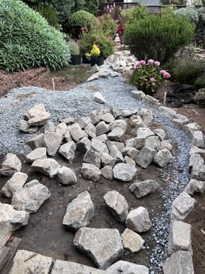 Photo of JML Landscapes - San Francisco, CA, US. The heavy rock Clay carried to replace my rotted wooden edging. He did a great job at finding how to make them fit smoothly without mortar.