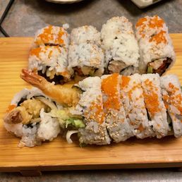 Photo of Ikoi Sushi - New Westminster, BC, Canada. .. combo roll A (dynamite roll, 1/2 California roll, 1/2 BC roll).