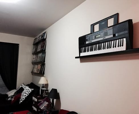 Photo of Wow NYC Handy Men - Brooklyn, NY, US. side-angle view of my keyboard shelf and record shelves