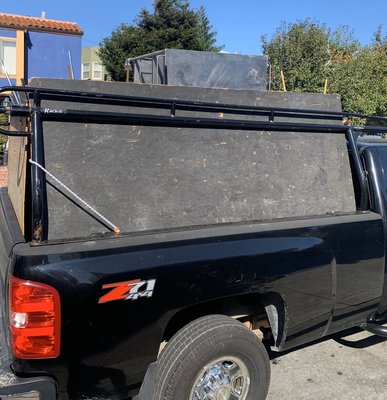 Photo of Nick's Hauling & Junk Removal - San Francisco, CA, US. Long bed pickup truck with the sides to stack up, approximately 8ft long x 5ft wide x 5ft high